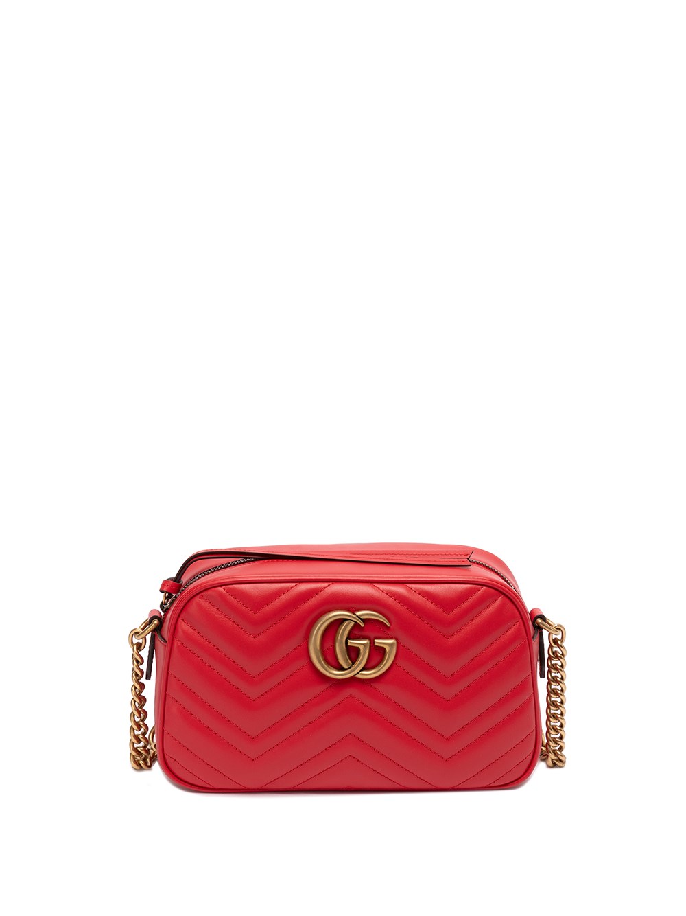 Gucci Small GG Marmont Shoulder Bag Matelassé Leather Poppy Bright Red, Crossbody Bag