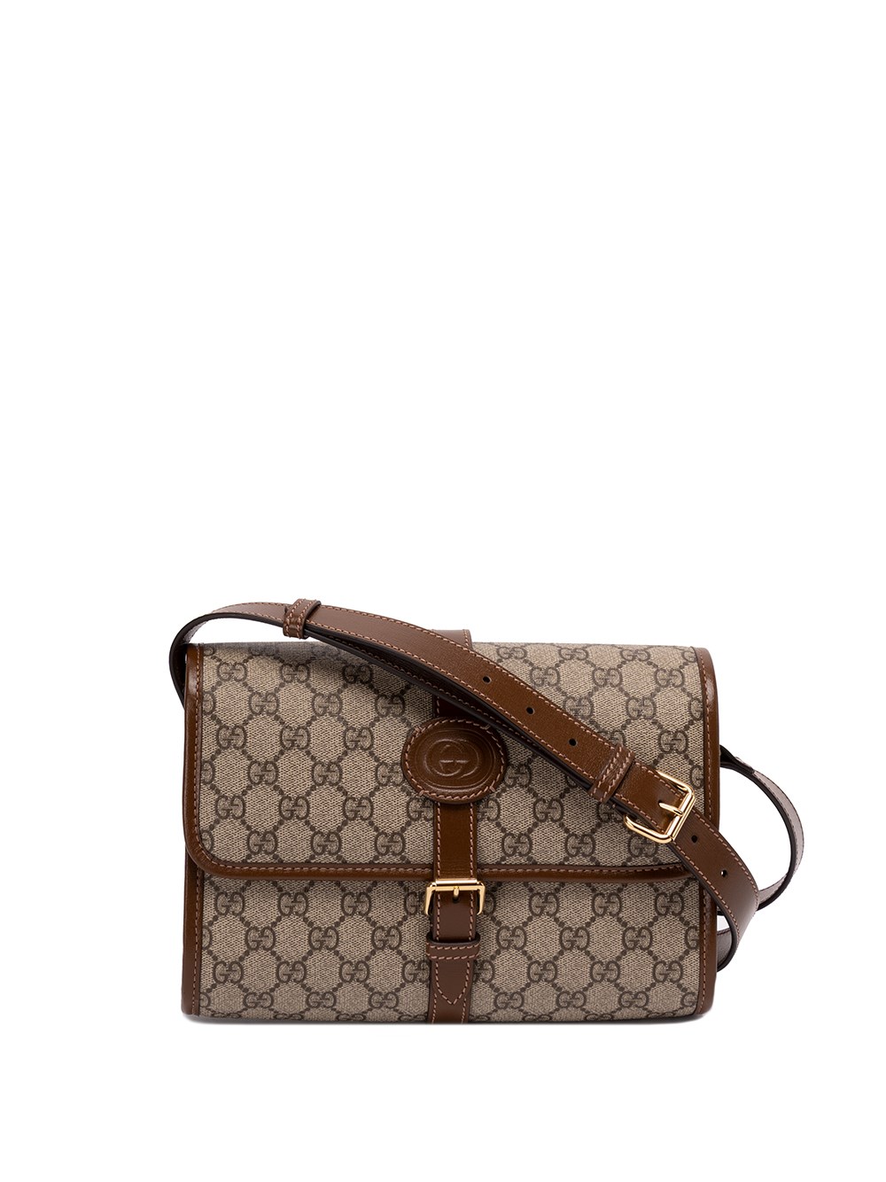 Gucci Brown/Beige GG Supreme Canvas and Leather Web Detail Messenger Bag  Gucci