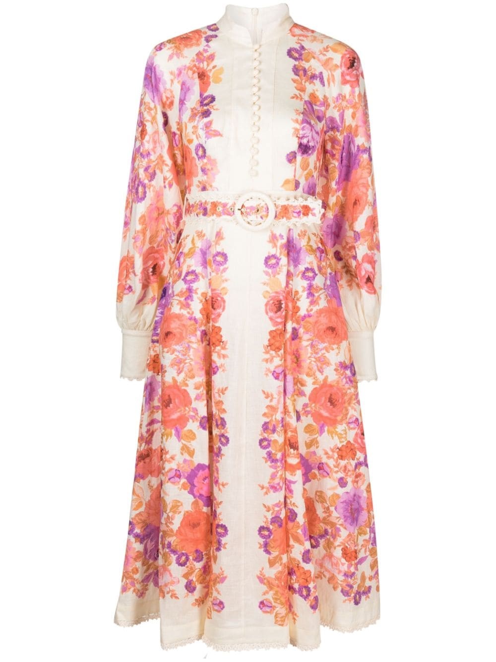 ZIMMERMANN `RAIE` BILLOW SLEEVE MIDI DRESS