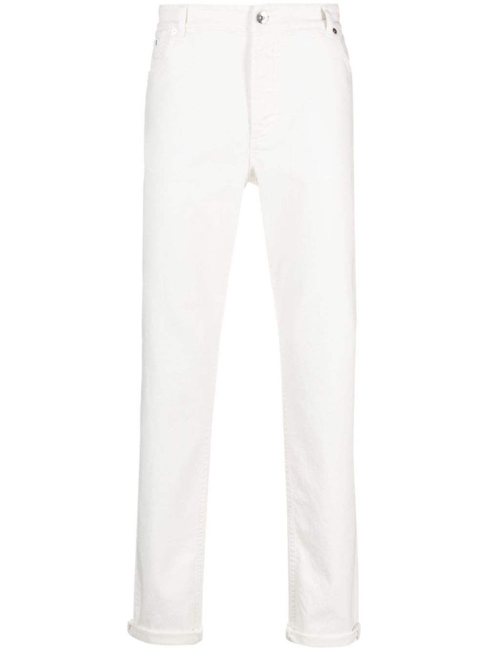 Shop Brunello Cucinelli Dyed 5-pocket Jeans In White