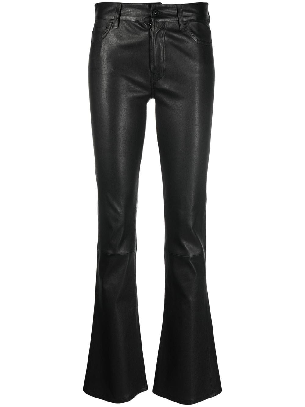 7 For All Mankind Bootcut Tailorless Leather Pants In Black