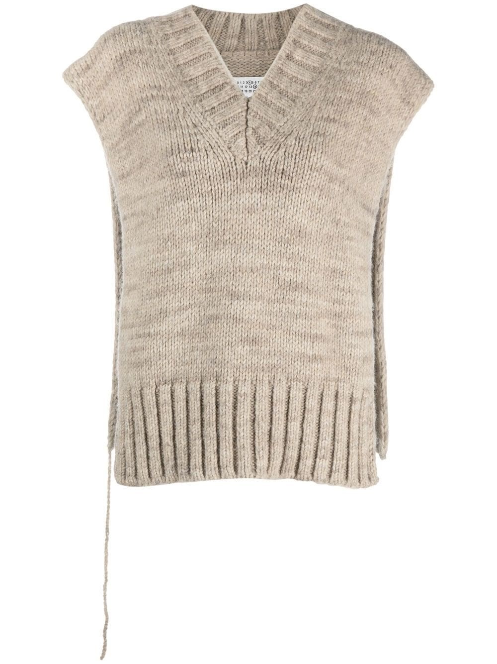 Maison Margiela V-neck Knitted Top In Brown
