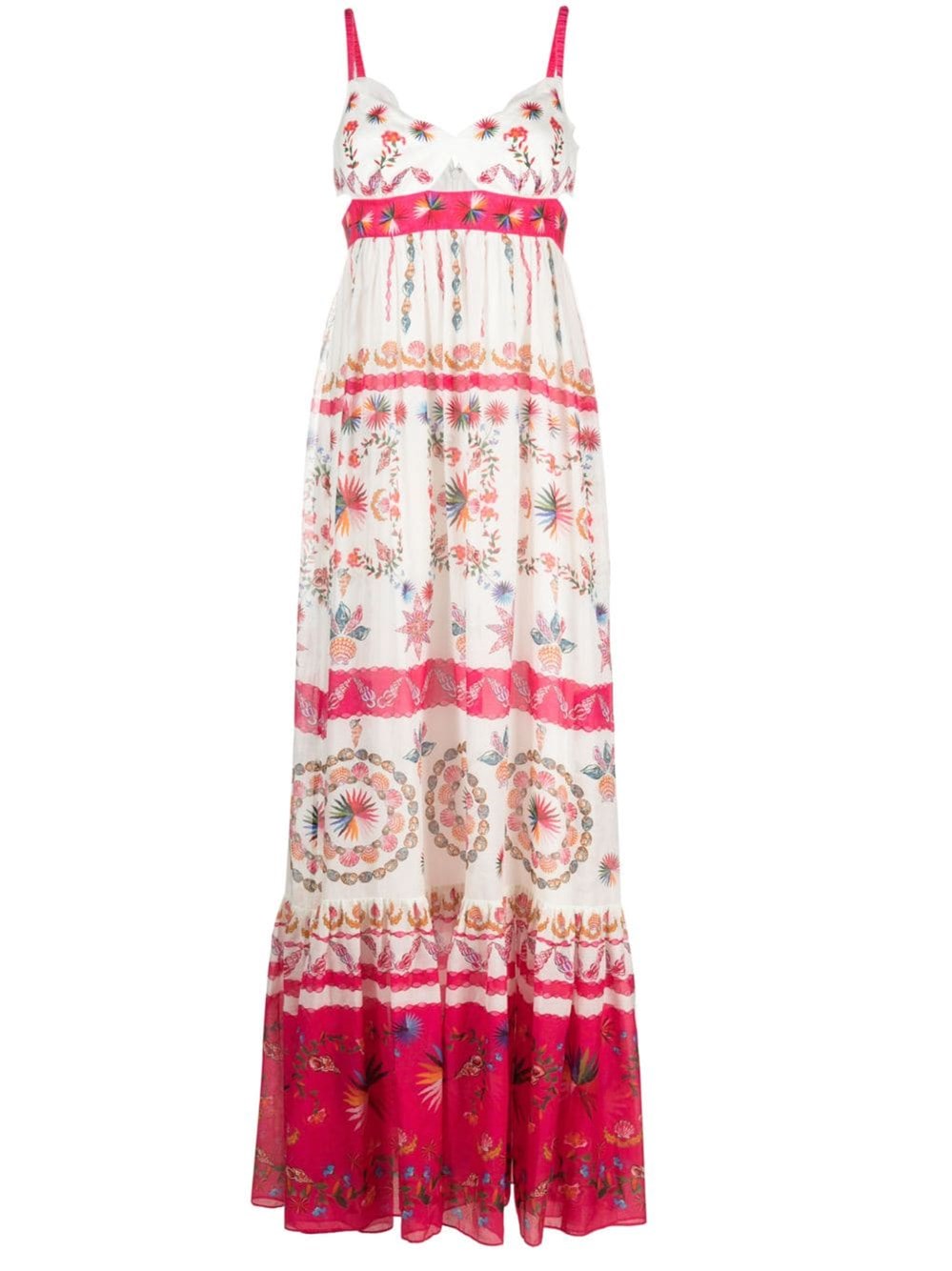 Saloni Naki Shell-print Linen Dress In Beige
