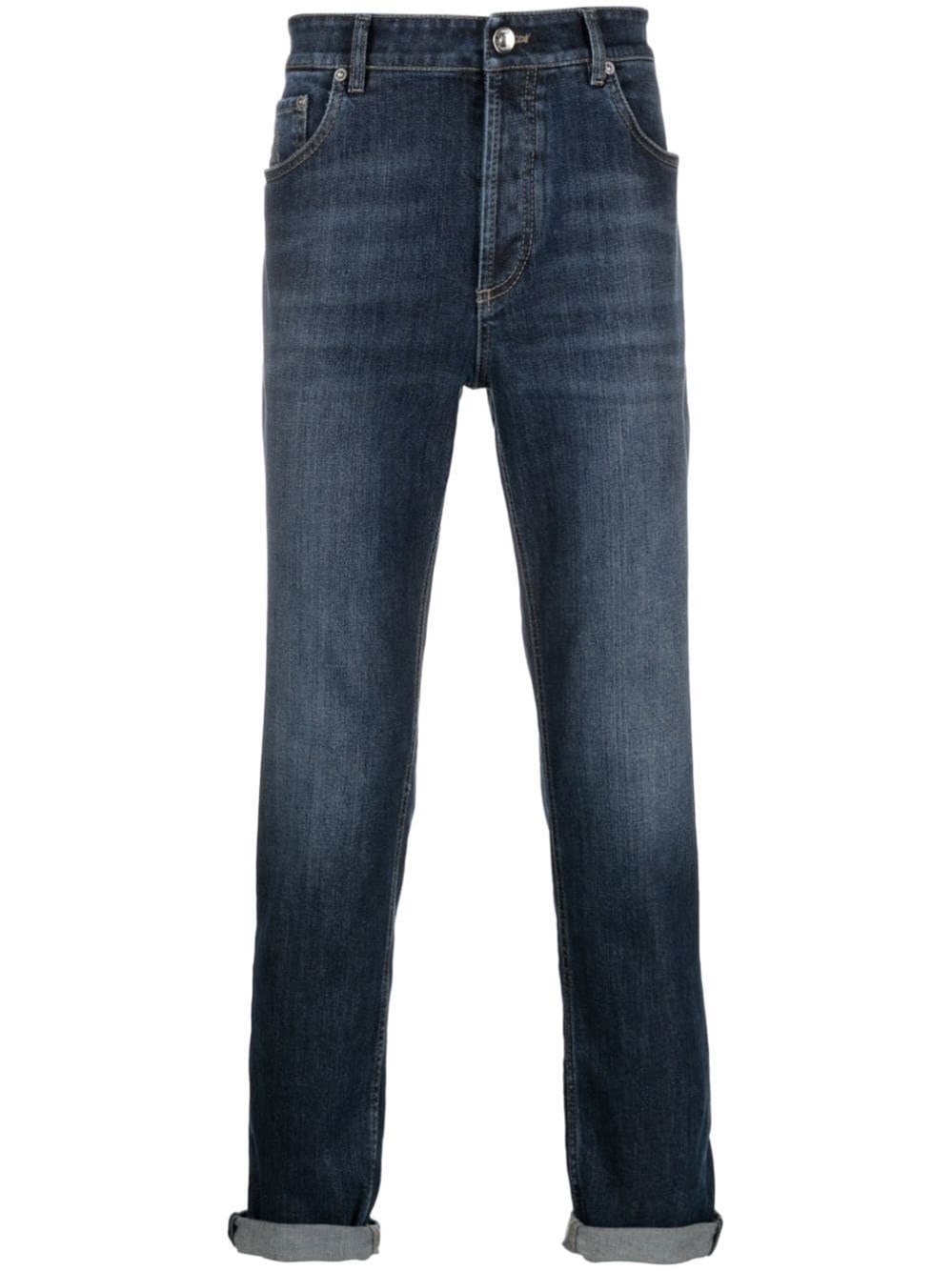 Brunello Cucinelli Blue Cotton Denim Regular Jeans In Blue