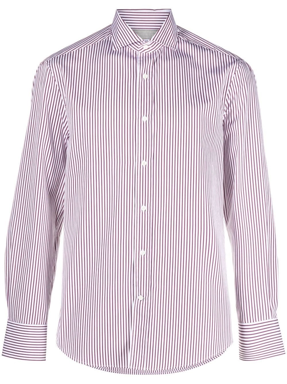 Brunello Cucinelli Long-sleeve Striped Cotton Shirt In Multi