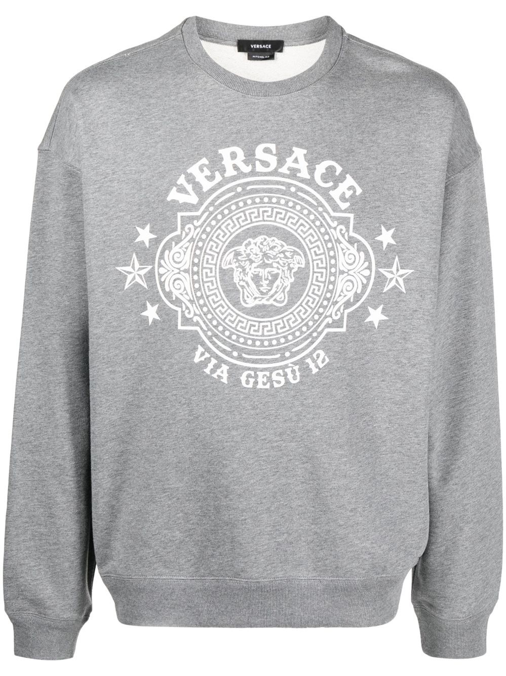 Shop Versace `medusa Badge` Print Sweatshirt In Gray
