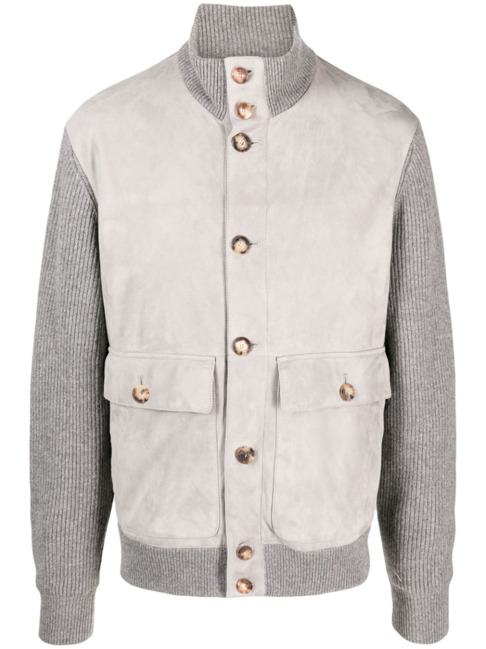 Brunello Cucinelli Leather Jacket In Gray