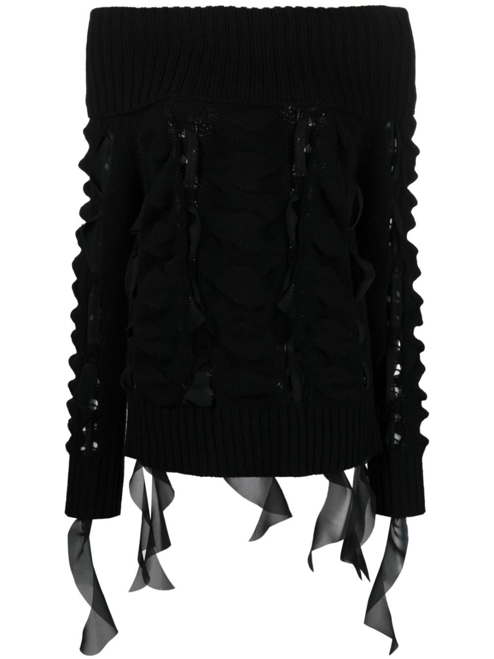 Blumarine Rouched Turtleneck Sweater In Black