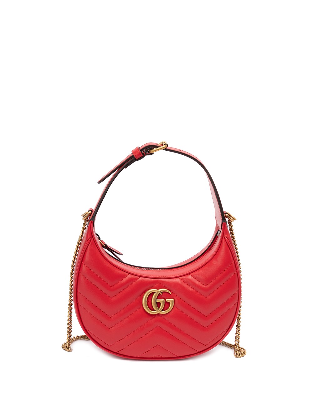 Red Quilted Leather 'GG' Half Moon Bag