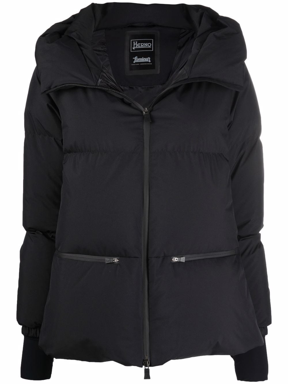 Herno Quilted Polyester Microfiber Jacket With Zip In Black
