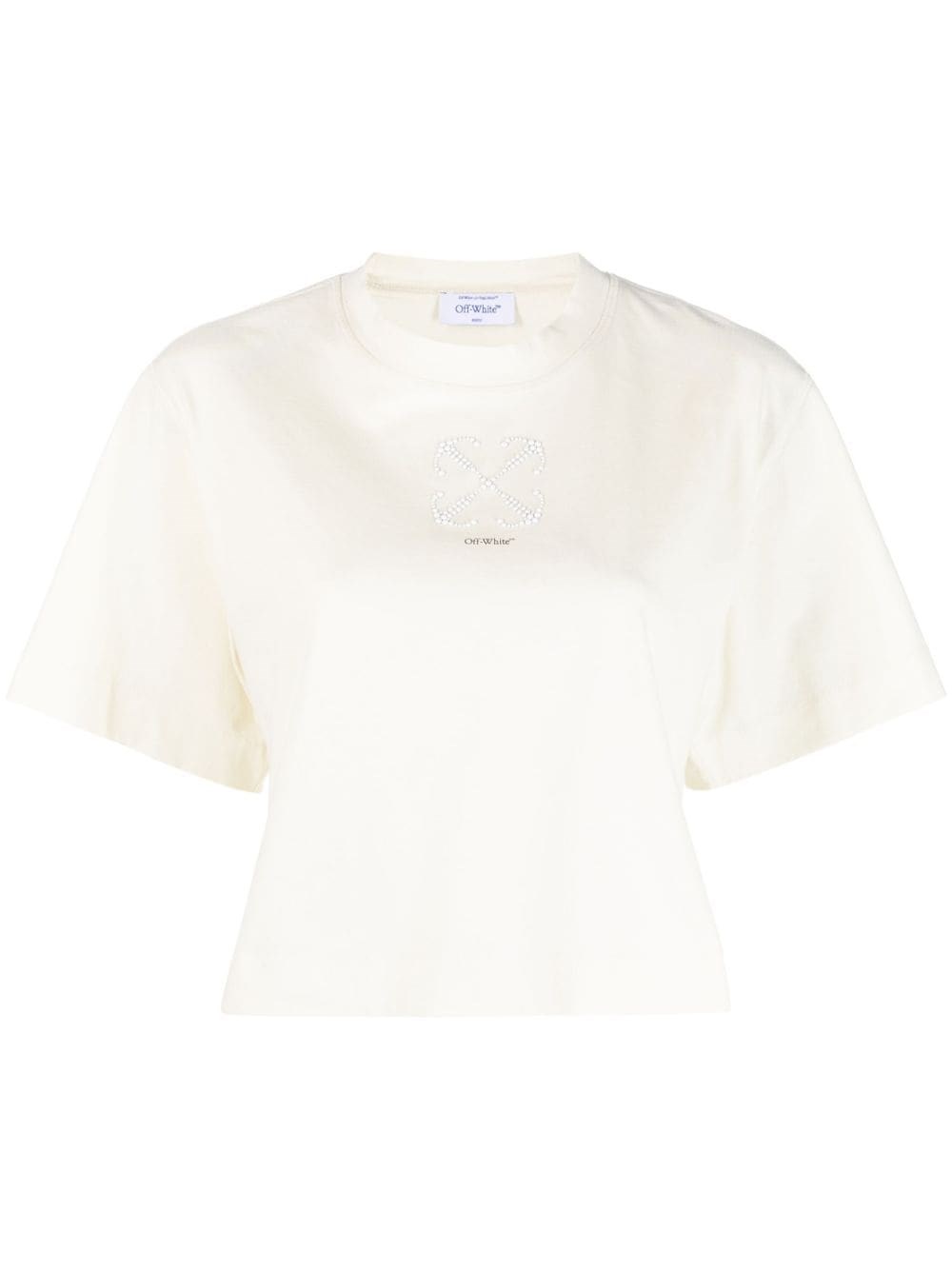 Off-white Embroidered Mini Arrow Fitted Tee In Beige