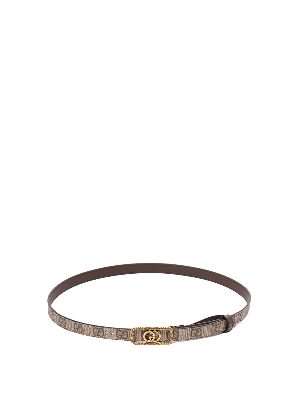 Gucci Thin Belt With `interlocking G` Buckle In Brown