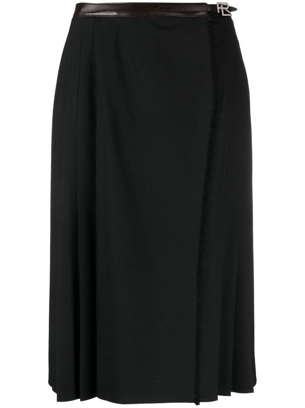 Polo Ralph Lauren Belted Pleated Skirt In Black