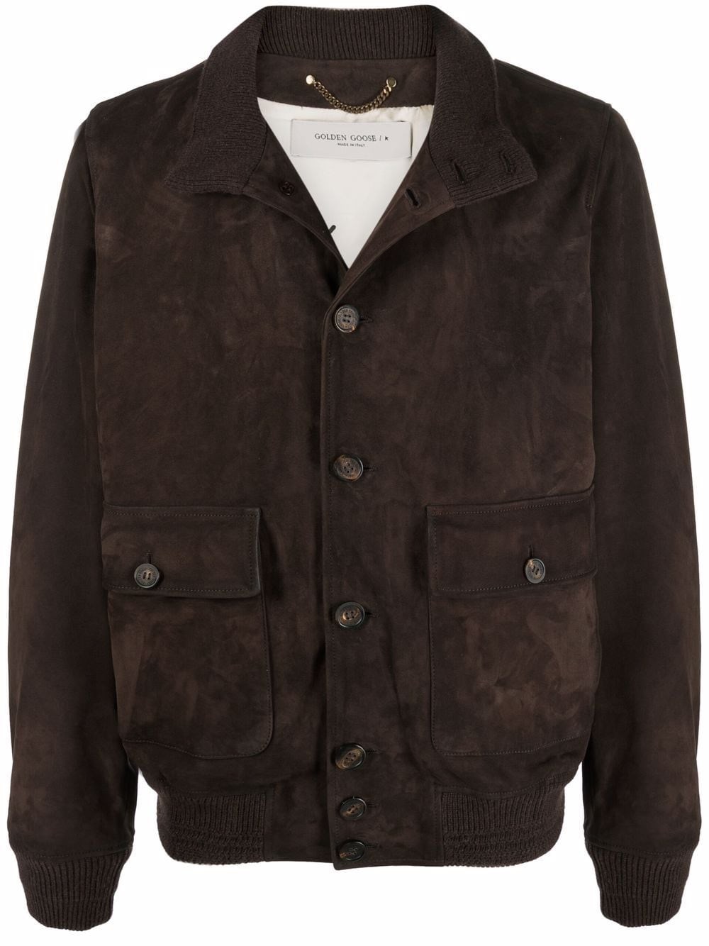 Shop Golden Goose `golden` Soft Leather Bomber Jacket In Brown