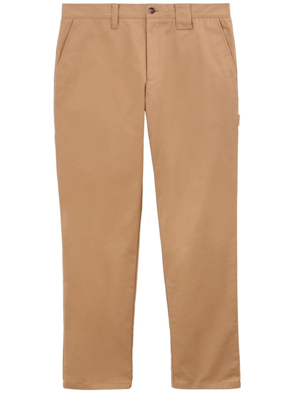 Burberry Embroidered Ekd Cotton Cargo Trousers In Brown