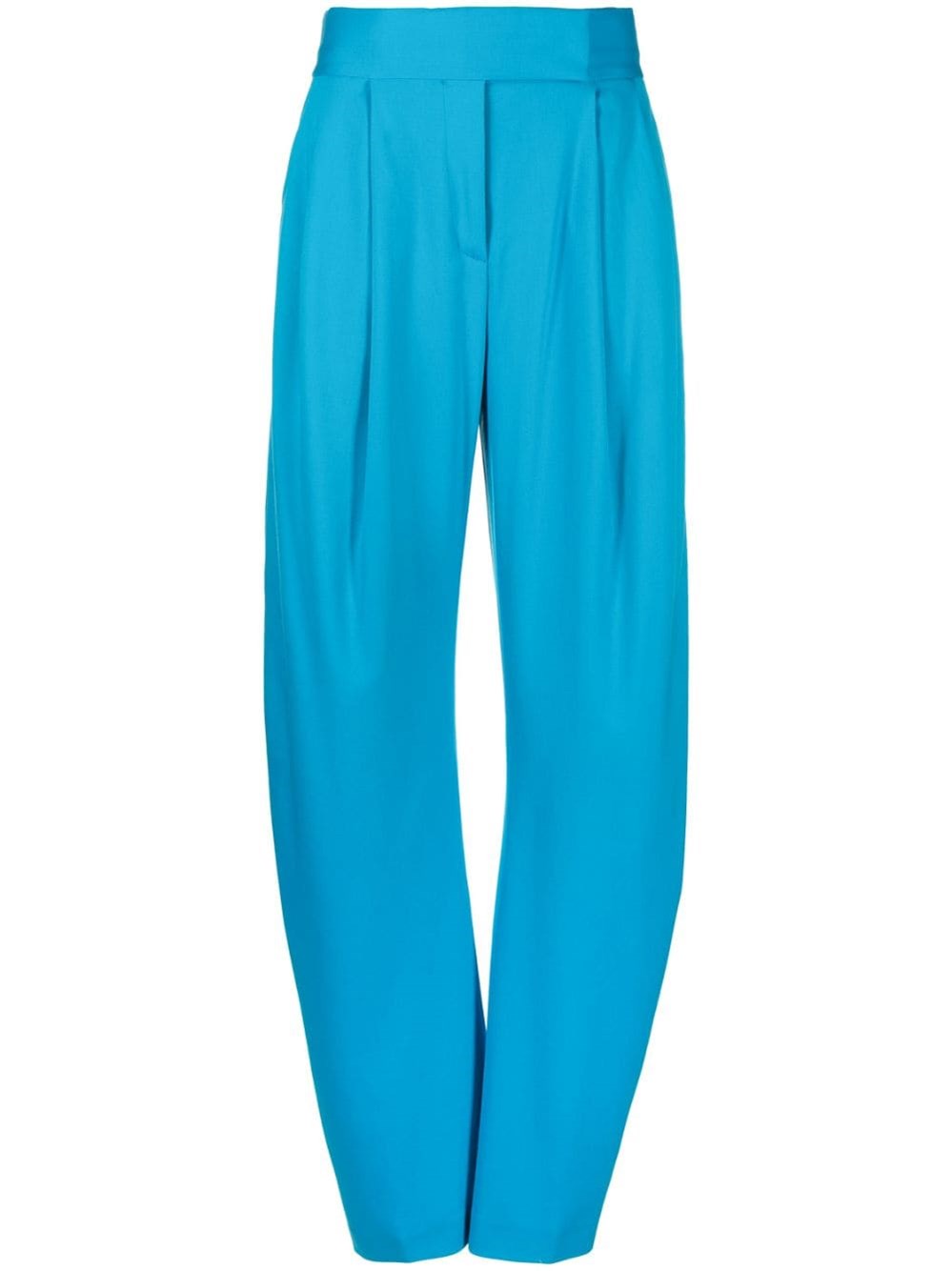 Attico Gary Pleated Long Wool Pants In Blue