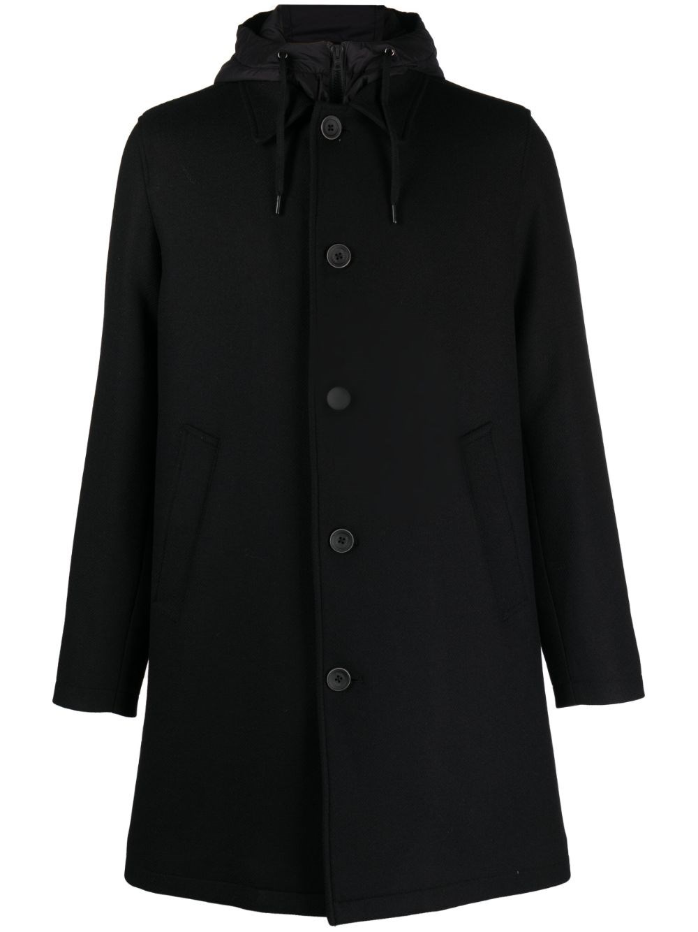 Herno Felted Single-breasted Trench Coat In Black