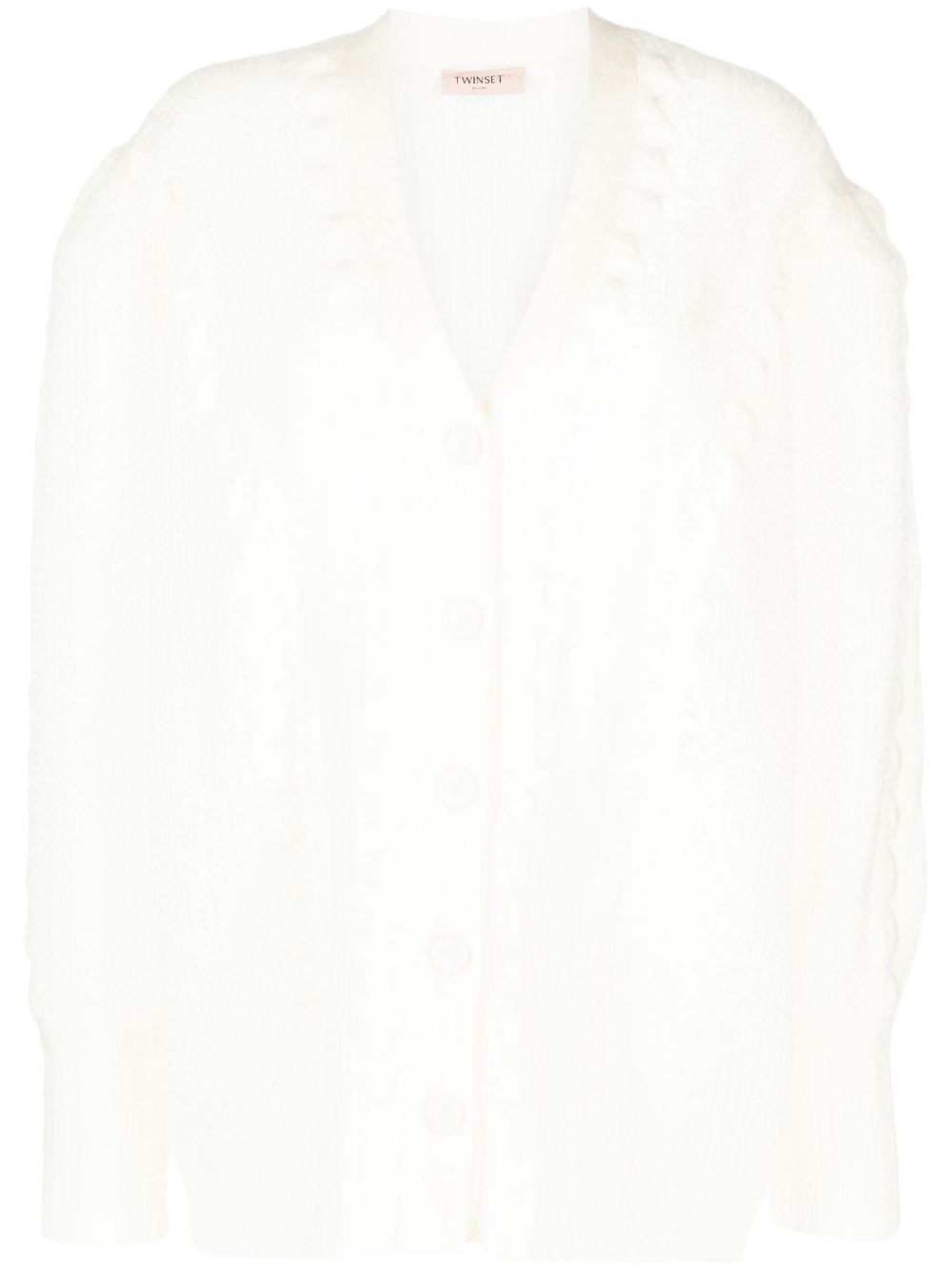 Shop Twinset Knitted Cardigan In White
