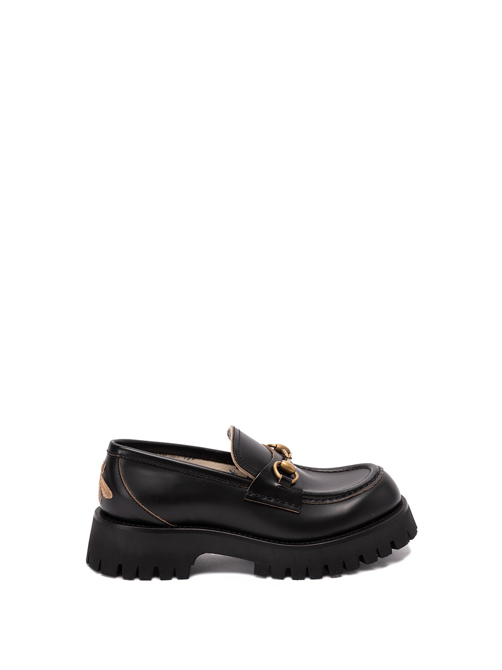 Shop Gucci Lug Sole `horsebit` Loafers In Black  