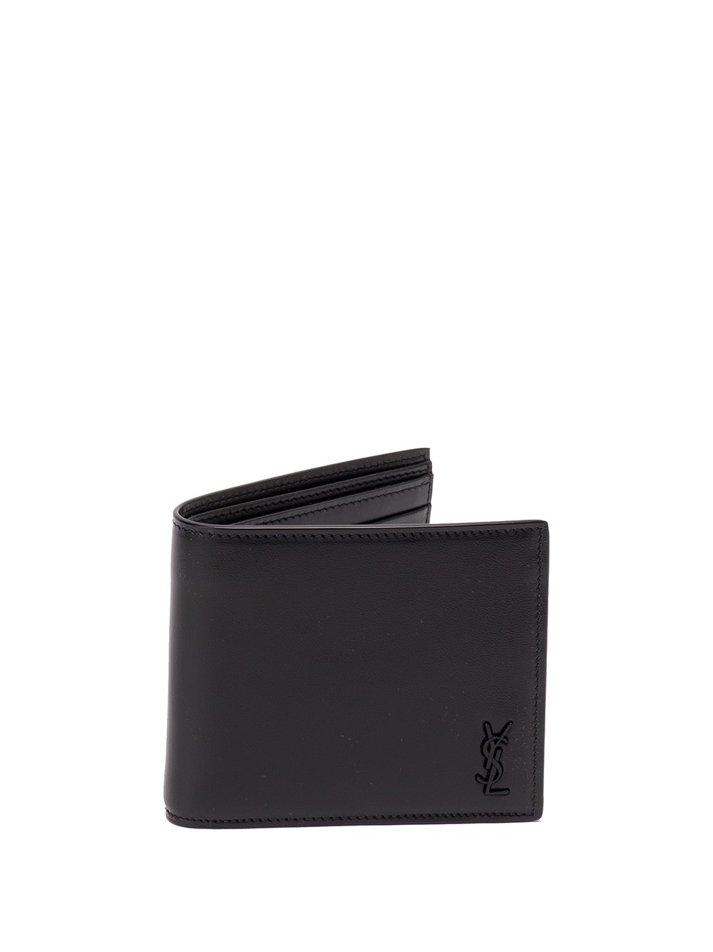 Saint Laurent Tiny `cassandre East/west` Leather Wallet in Black for Men