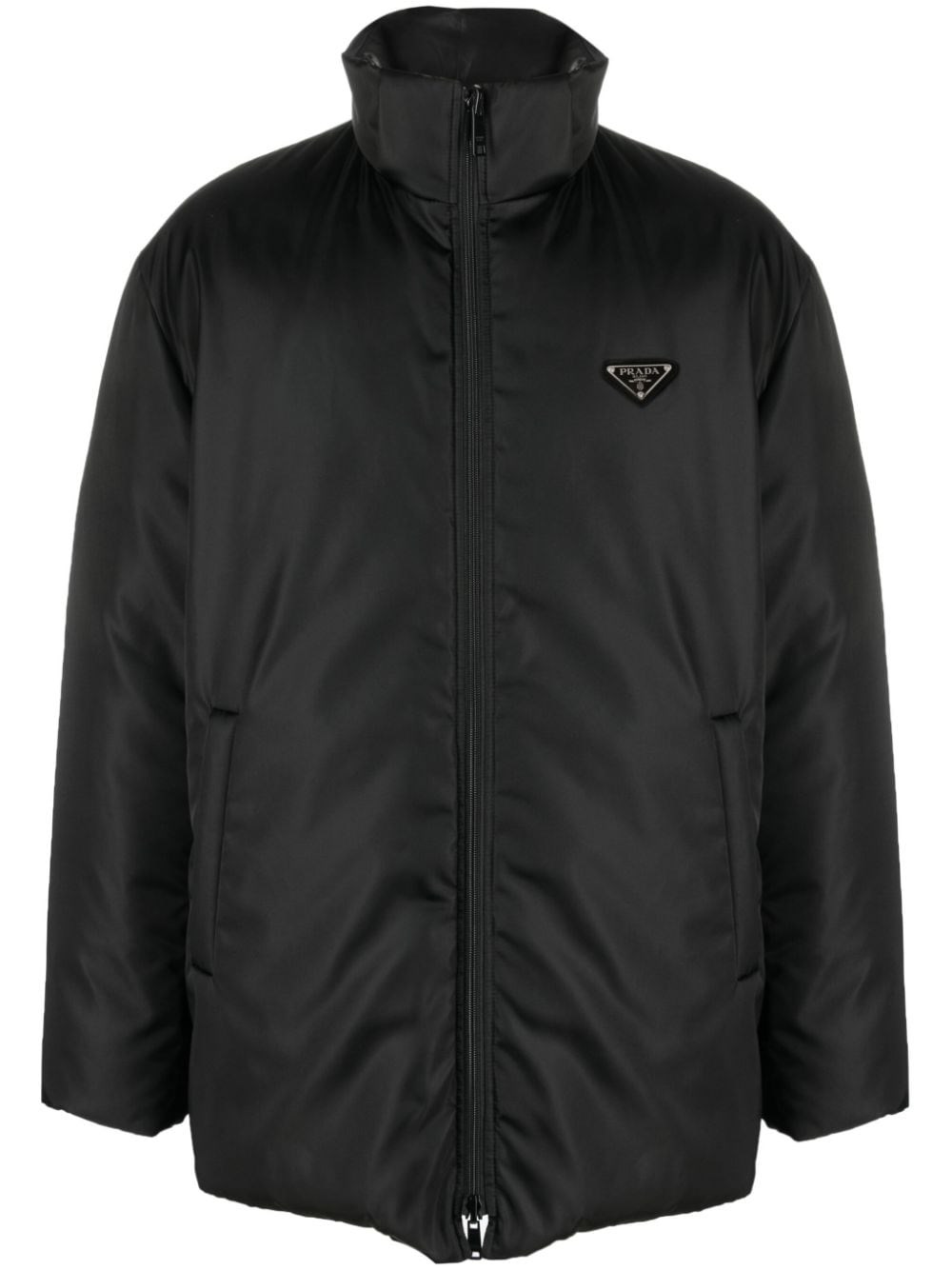 Prada `re-nylon` Puffer Jacket In Black