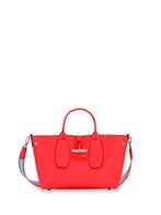 Longchamp `roseau Box` Medium Handbag In Pink