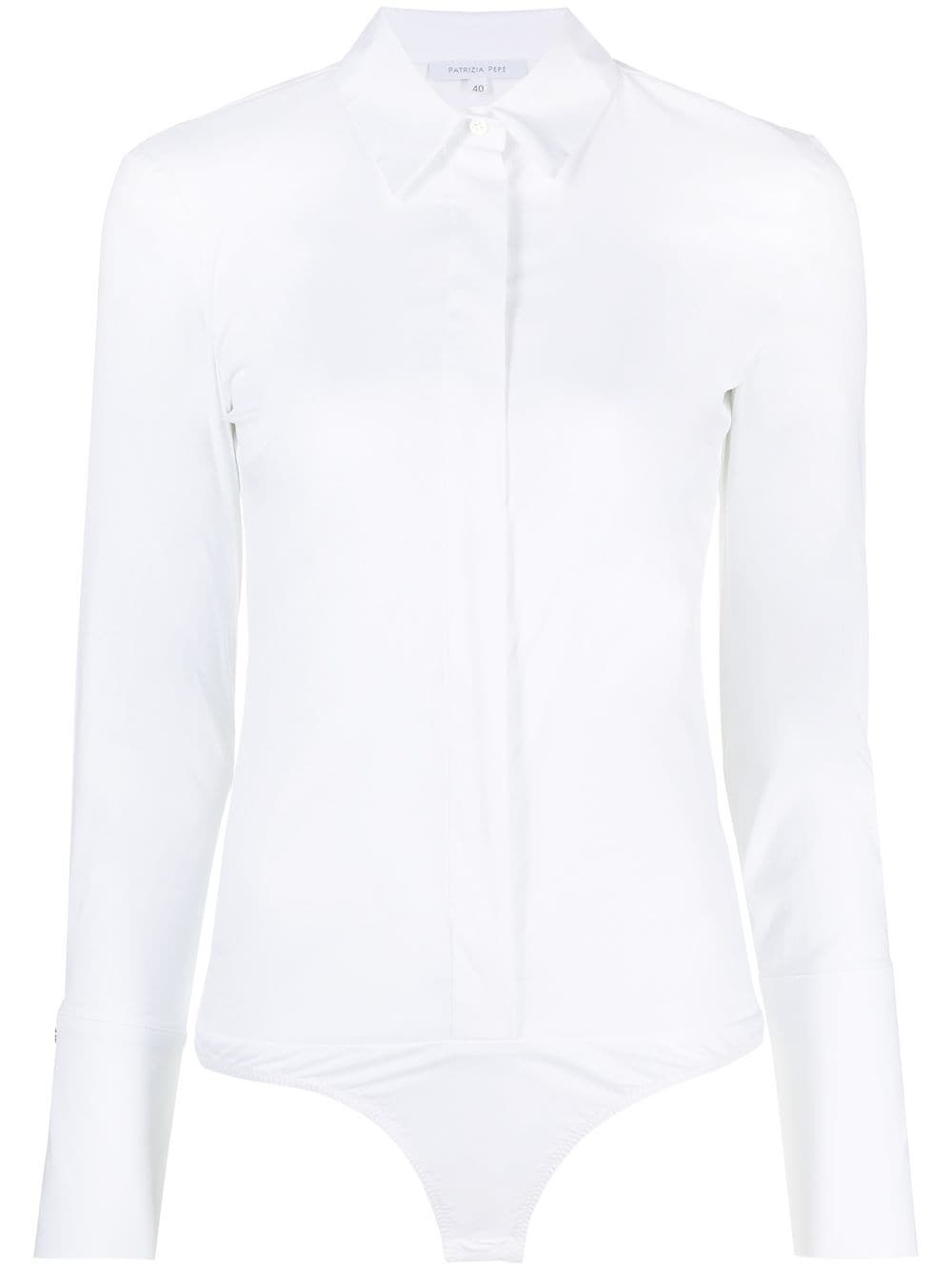 Shop Patrizia Pepe Shirt Bodysuit In White