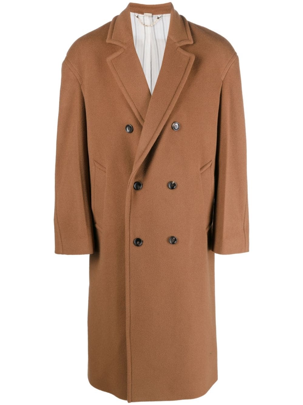 Gucci Men Double-breasted Coat In Brown