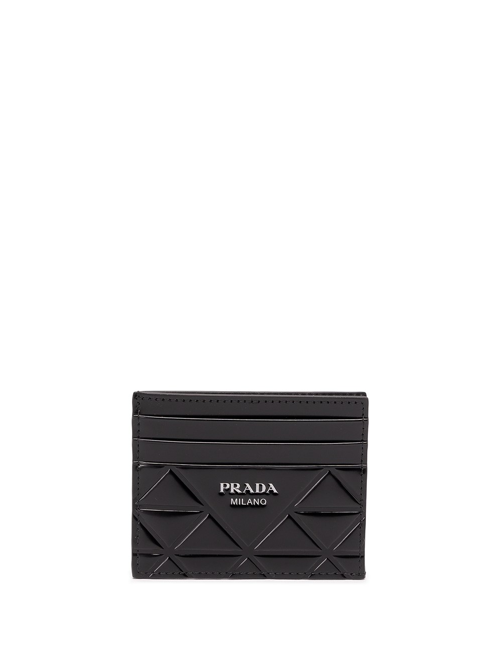 Prada Brushed Leather Card Holder with Strap in Black, Voo Store Berlin