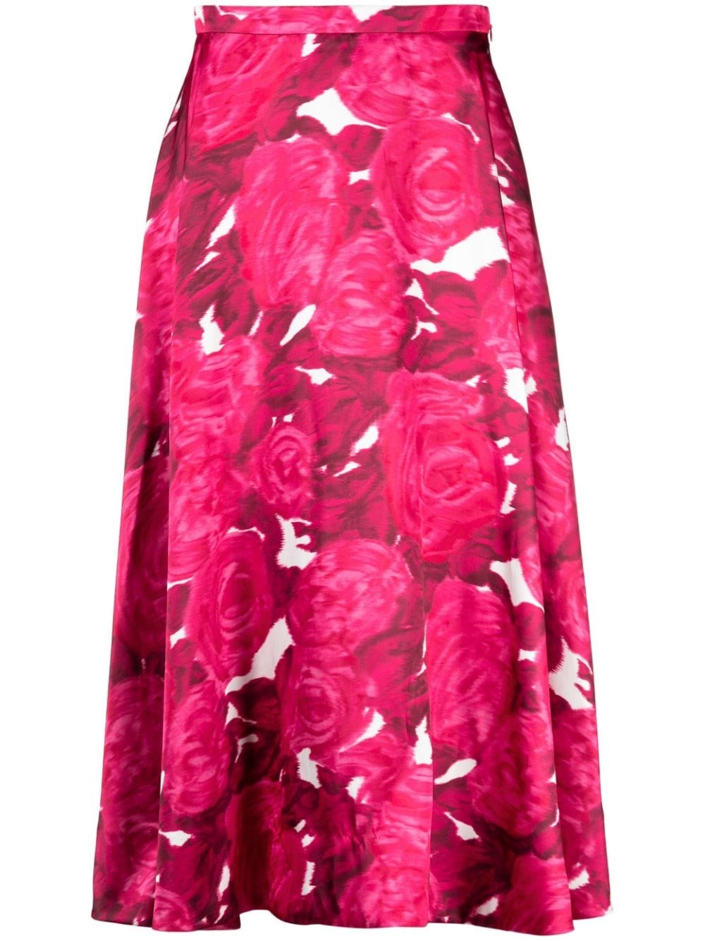 VALENTINO ROSE MOIRE` MIDI SKIRT