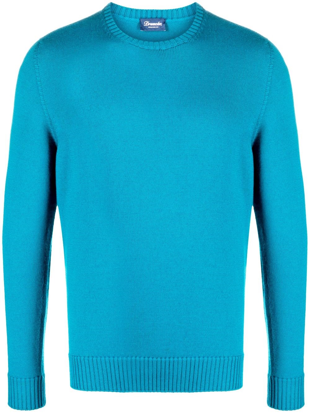 Drumohr Crew Neck Long Sleeve Sweater In Blue