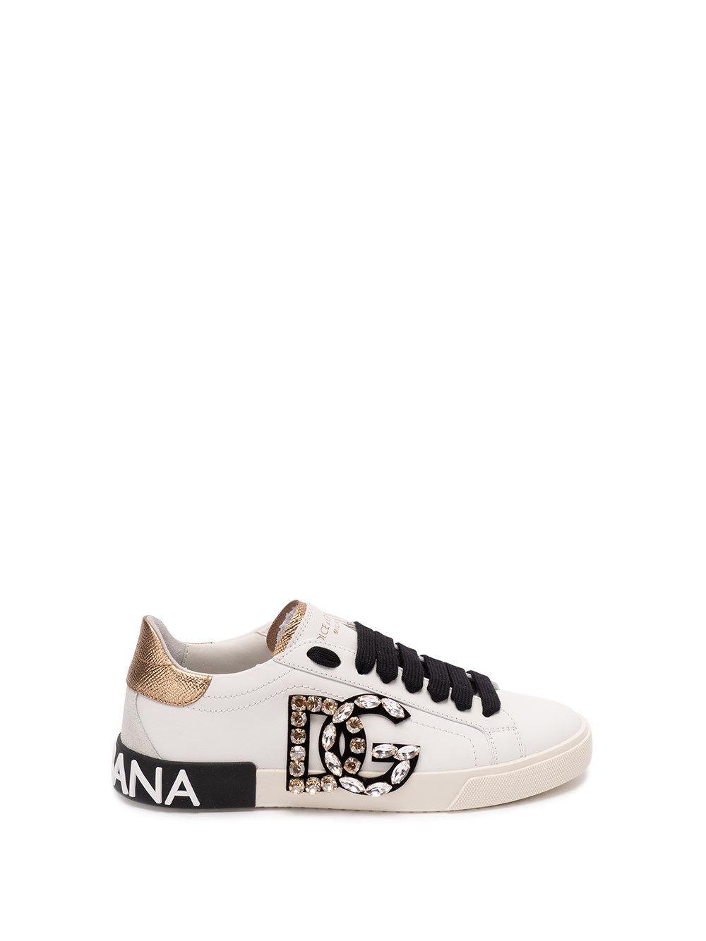 DOLCE & GABBANA LEATHER VINTAGE SNEAKERS WITH DG LOGO