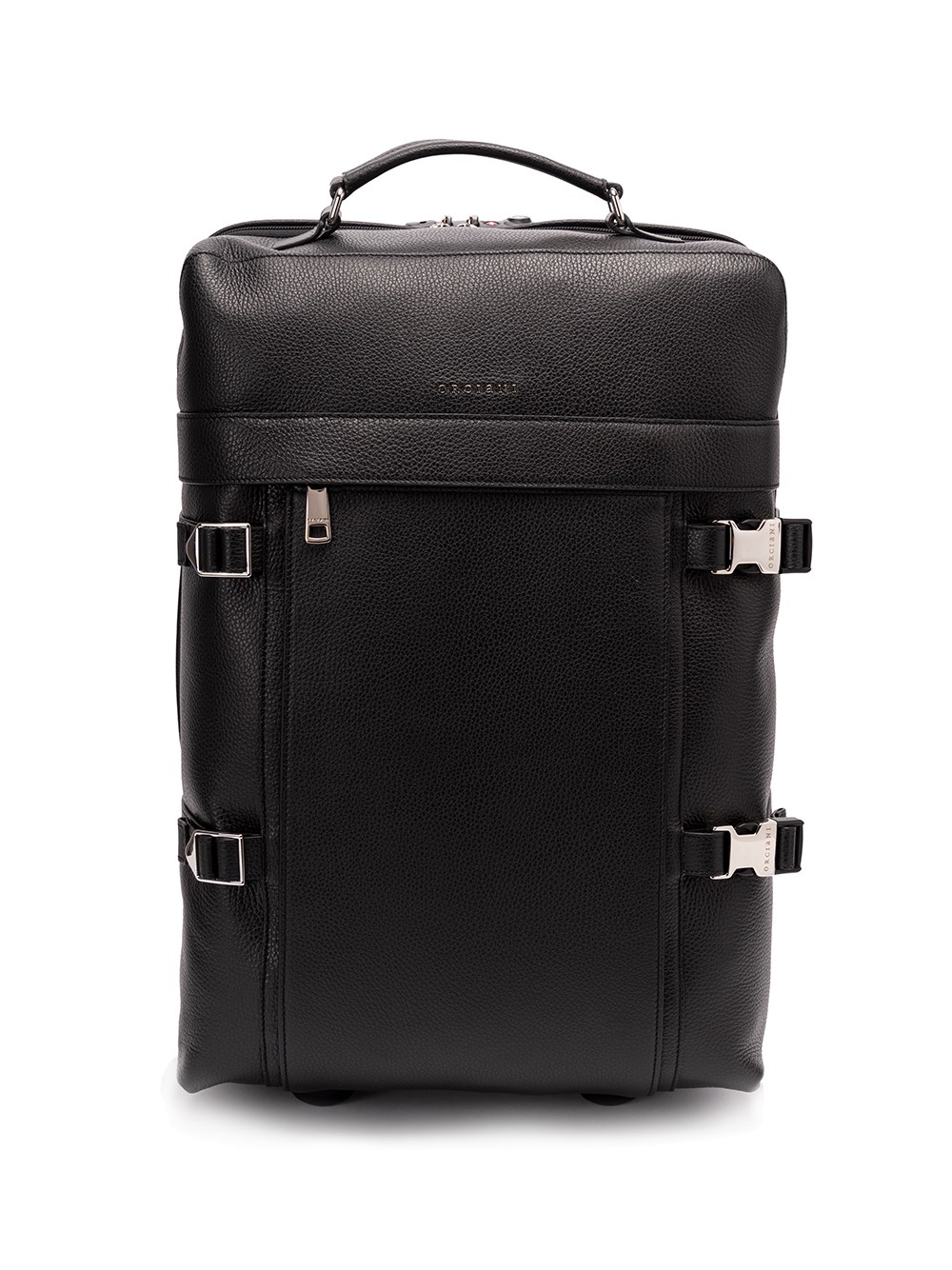 Orciani `micron` Leather Trolley In Black  