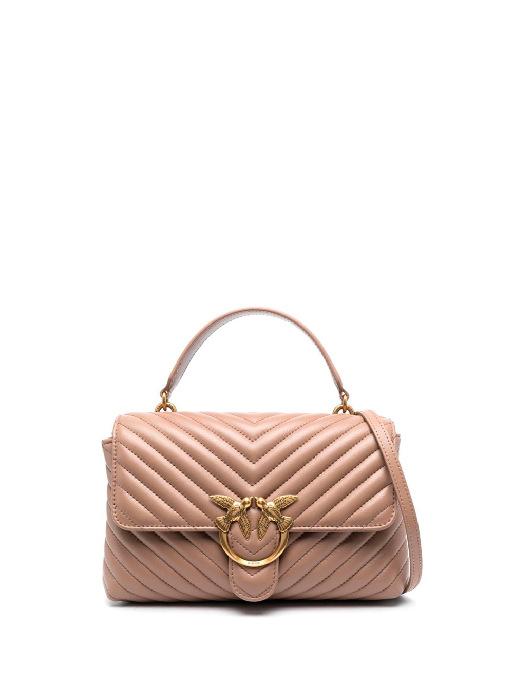 Pinko Classic `lady Love Puff Chevron` Handbag In Beige