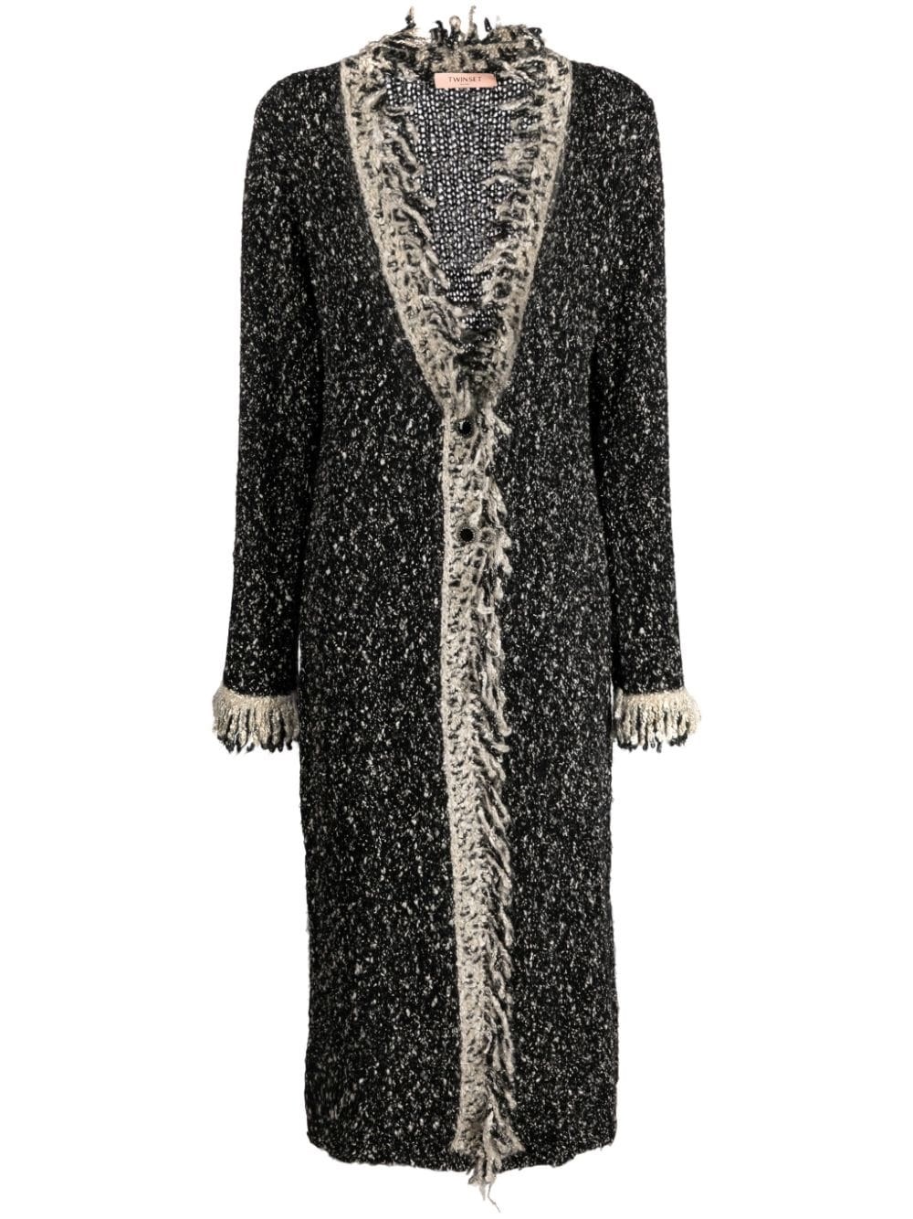 Twinset Contrast-trim Longline Cardigan In Multi