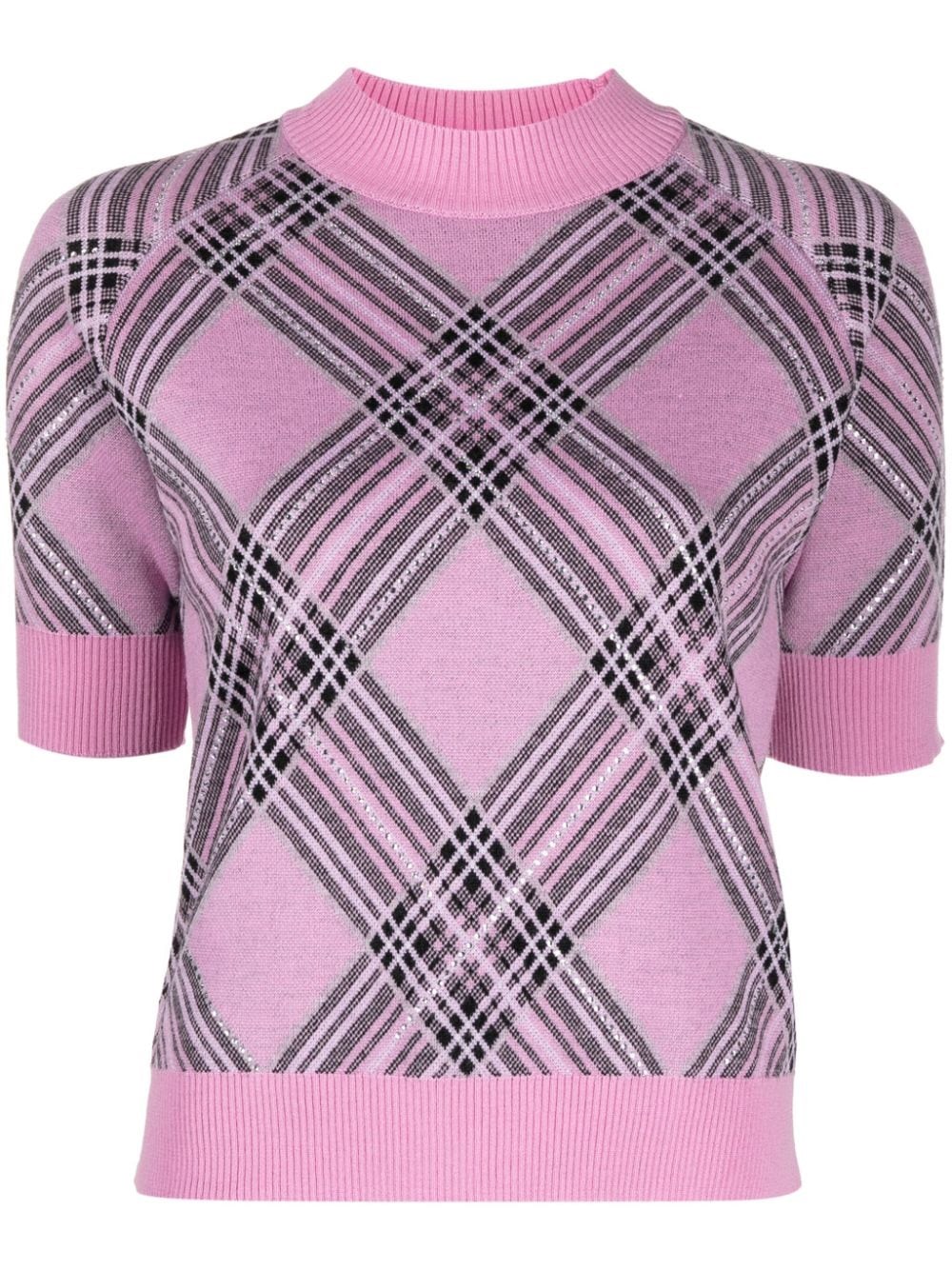 Giuseppe Di Morabito Argyle Intarsia-knit Merino Wool Top In Pink