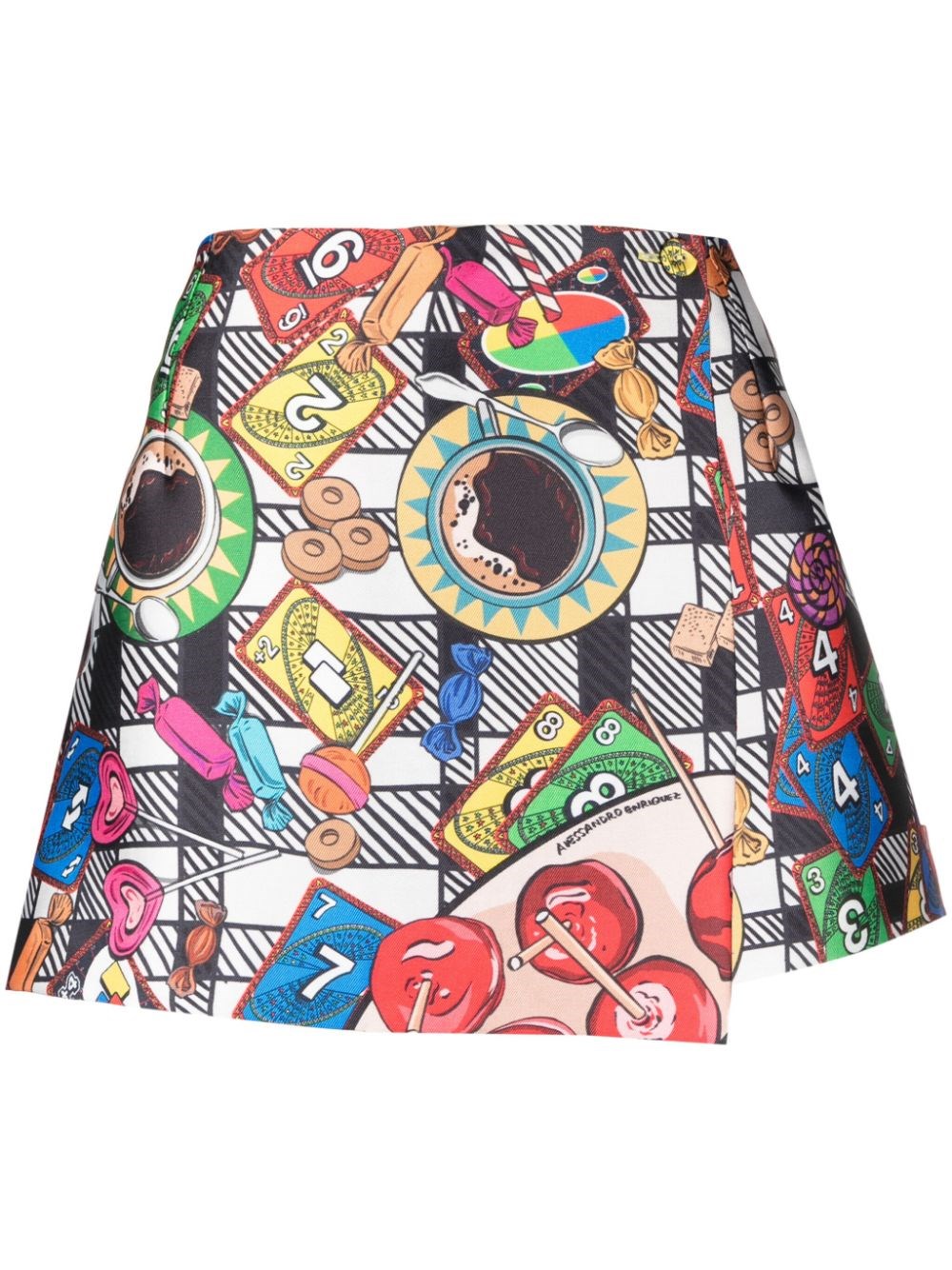 Alessandro Enriquez Illustration-print Wrap Skirt In Multi
