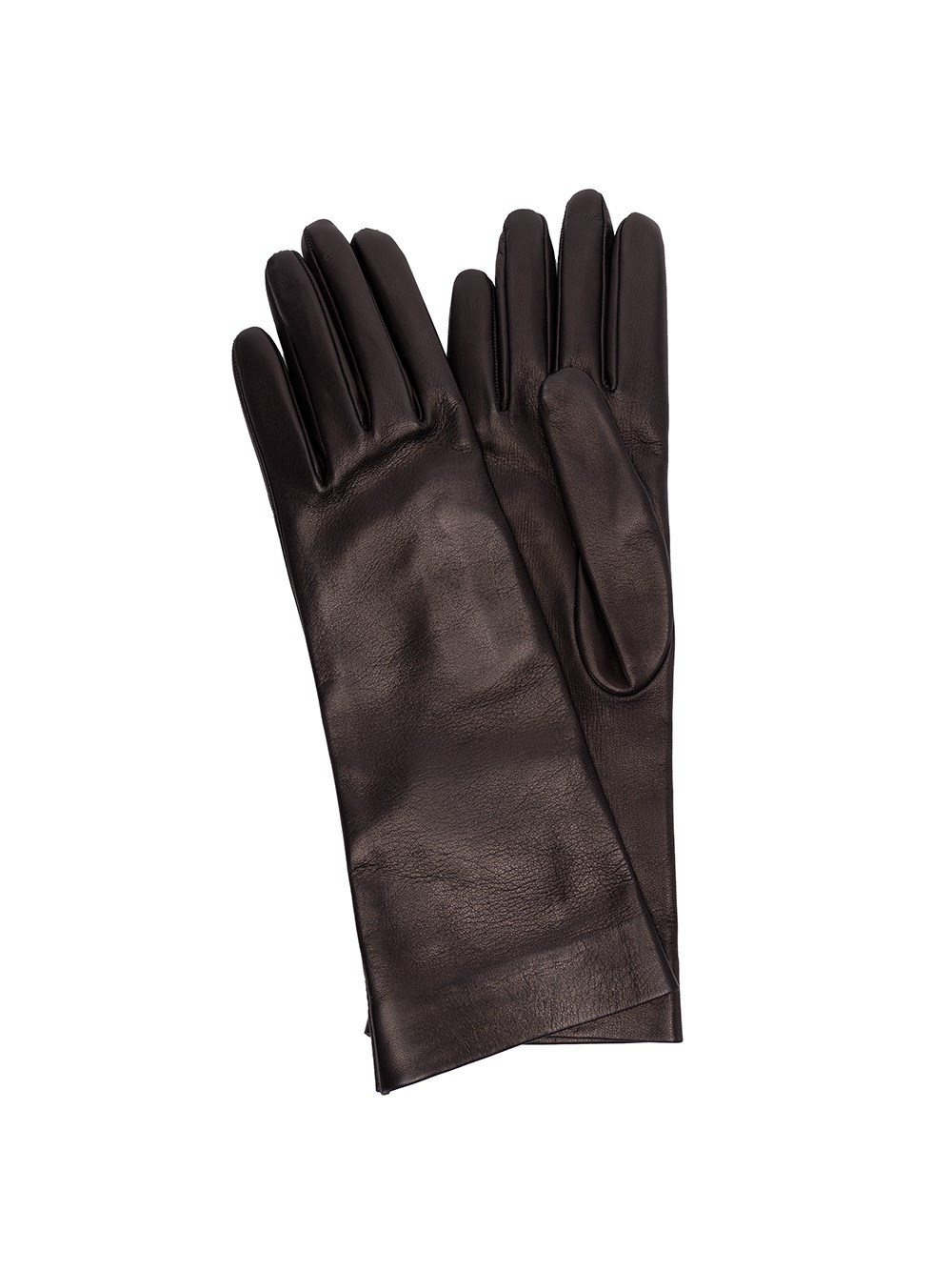 Saint Laurent Full-finger Design Leather Gloves In Black  