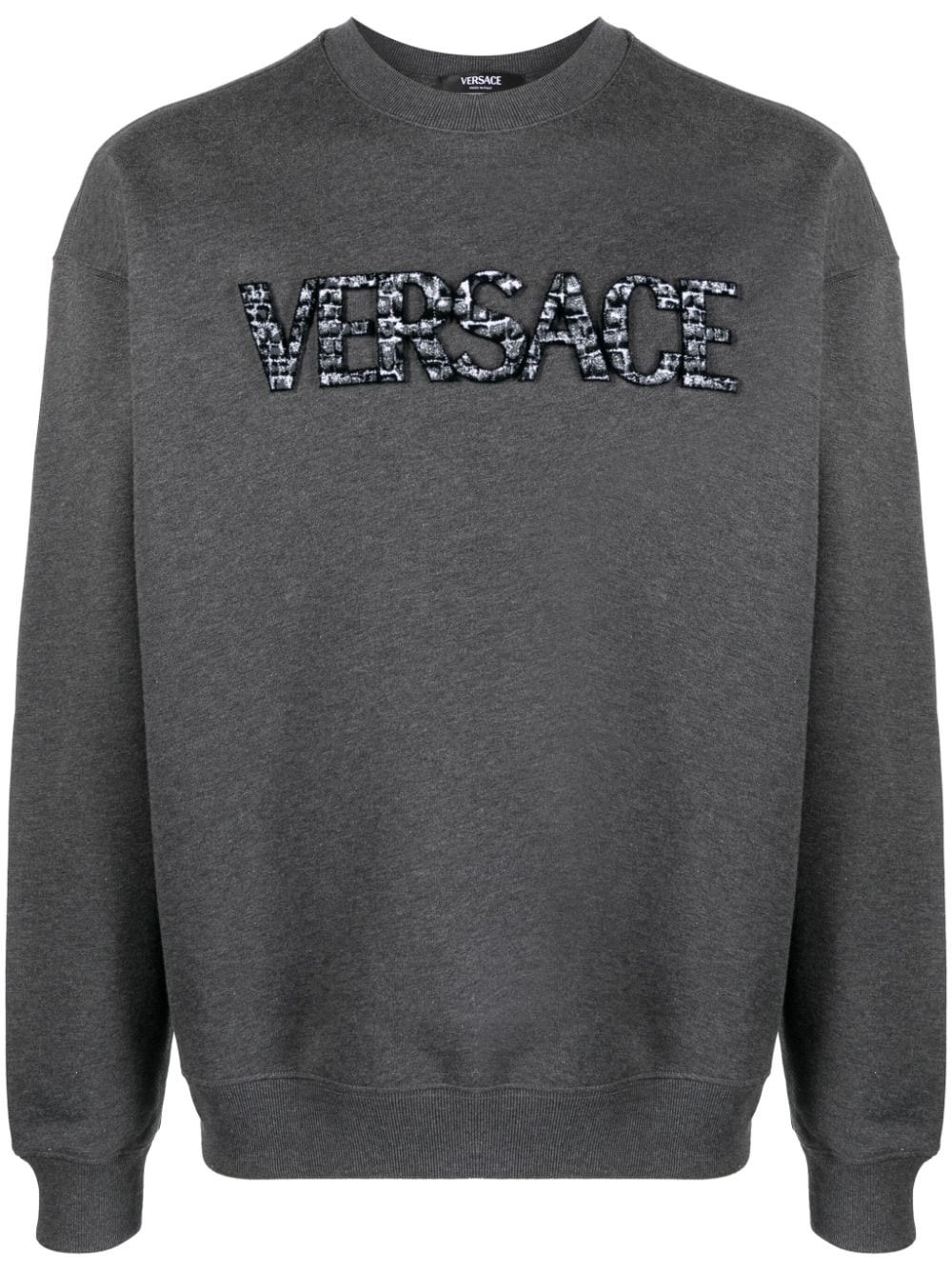 Versace Sweatshirt With Crocodile Logo In Gray