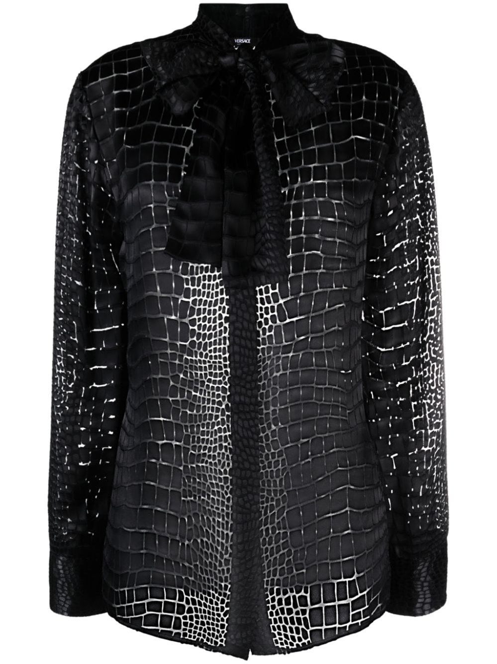 Shop Versace `crocodile Devorè` Informal Shirt In Black  