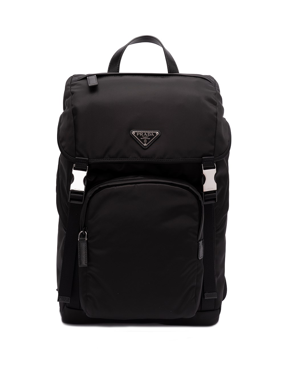 Prada `re-nylon` And Saffiano Leather Backpack In Black  