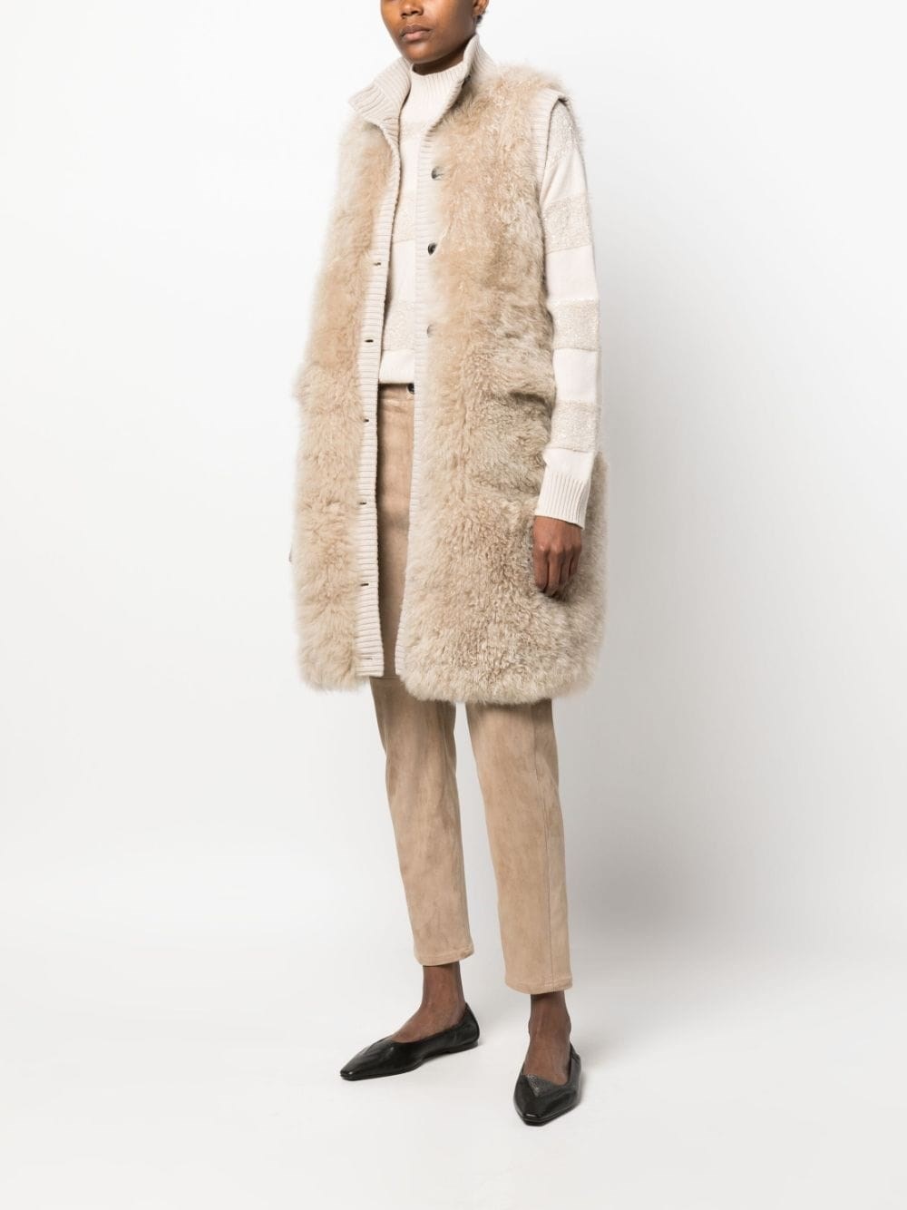 Brunello Cucinelli Textured Sleeveless Coat In Brown