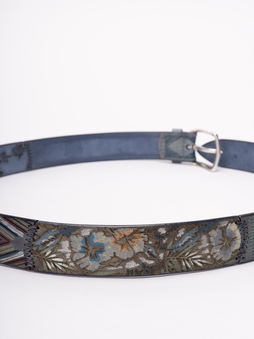 Orciani `patch Stain` Leather Belt In Blue