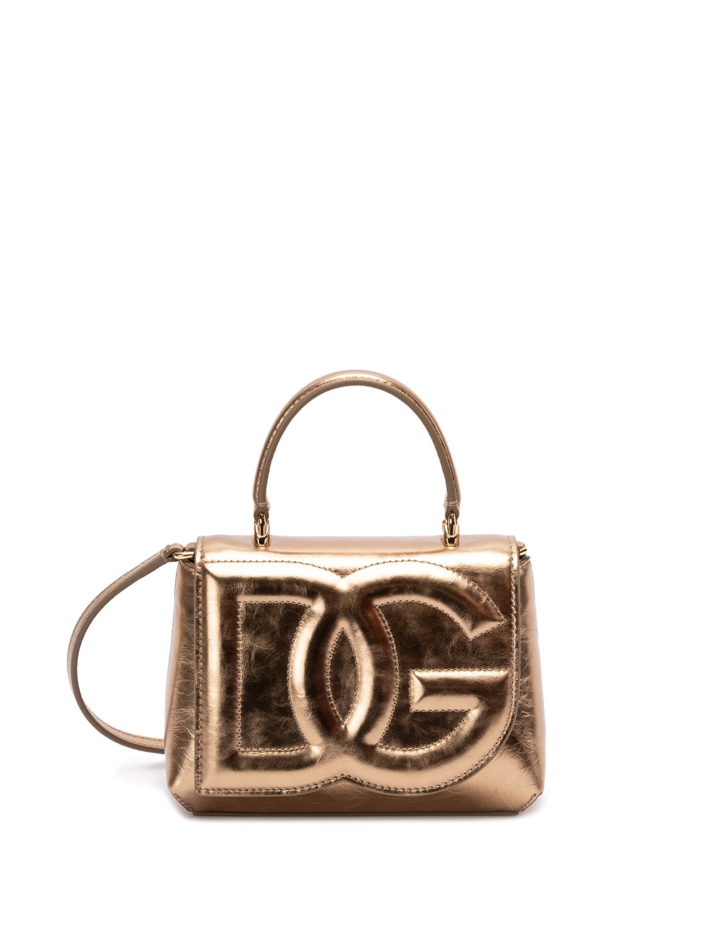 Dolce & Gabbana Leather Dg Logo Handbag In Metallic