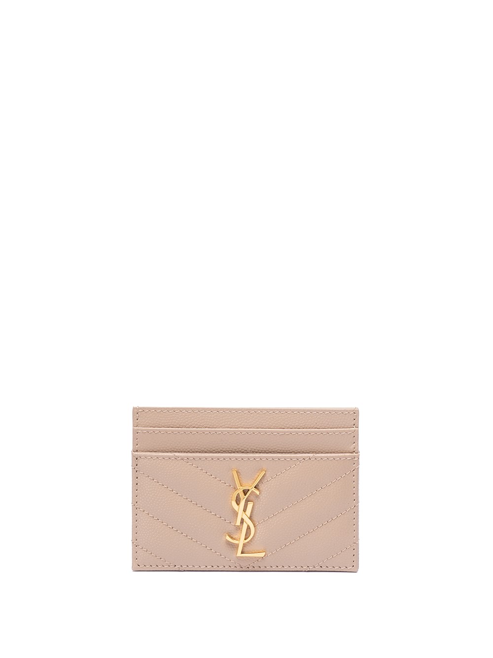 Saint Laurent `cassandre Matelassé` Card Case In Sand