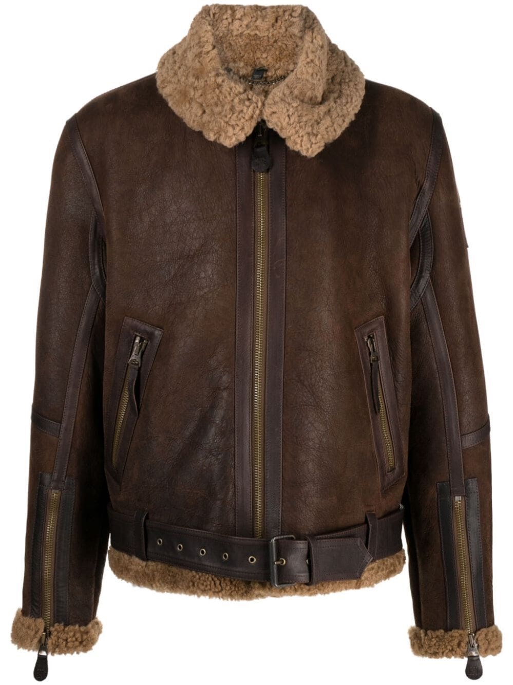 Belstaff Wilder Zip-up Biker Jacket In Brown