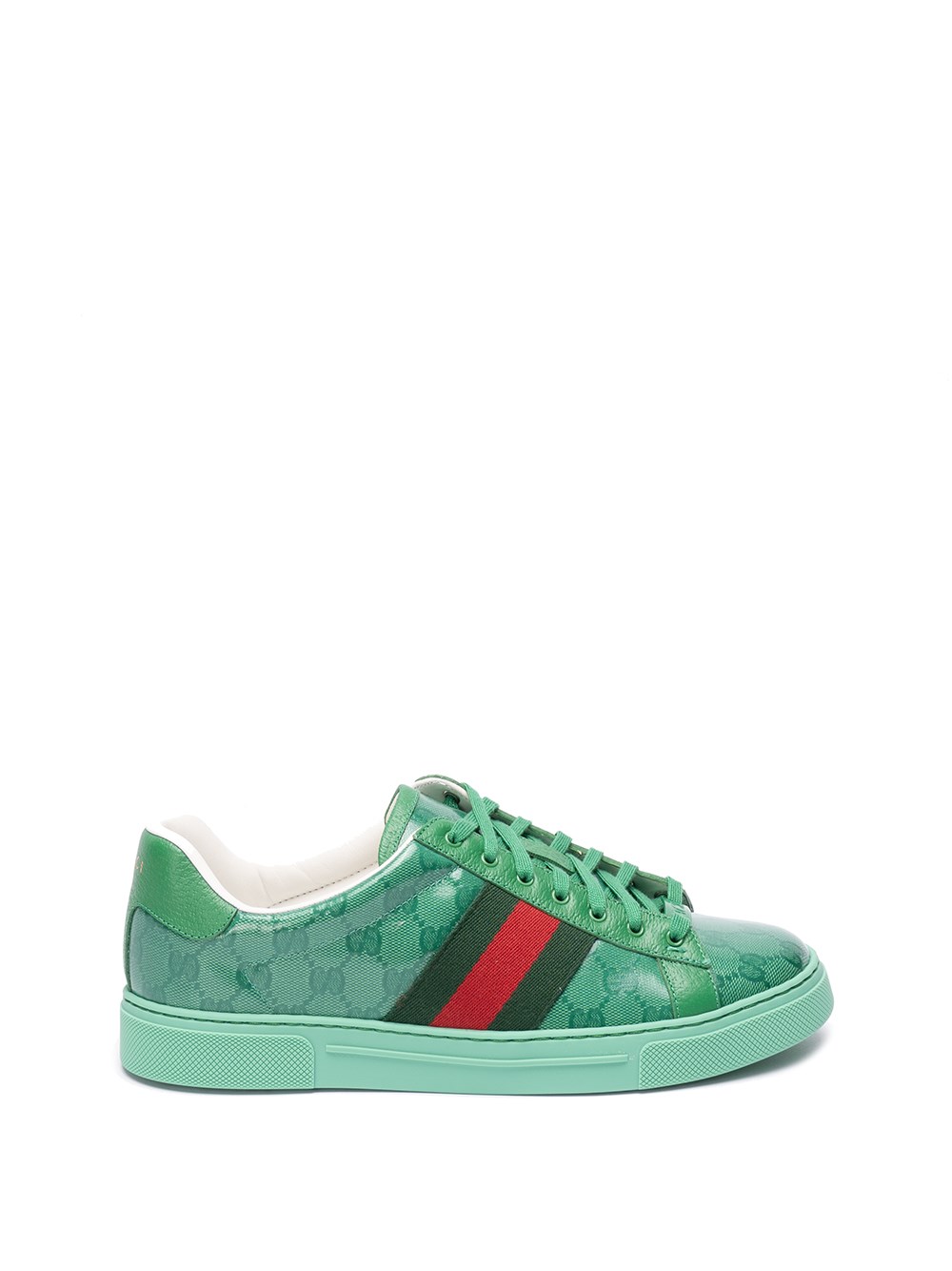 Gucci Ace Gg Crystal Coated-canvas Trainers In Green
