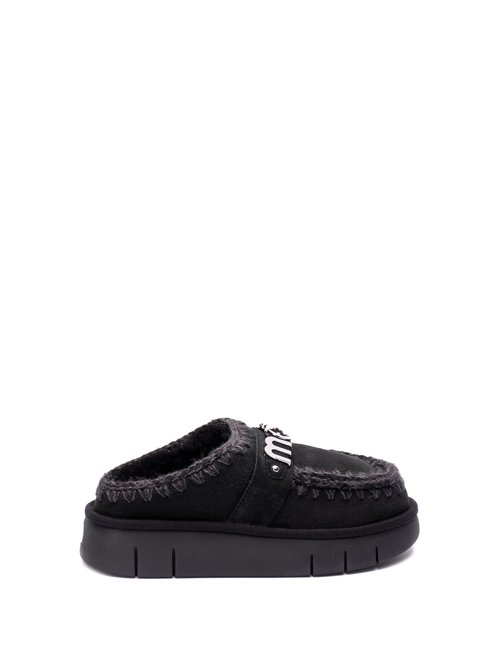 Shop Mou `bounce Clog Metal Logo` In Black  