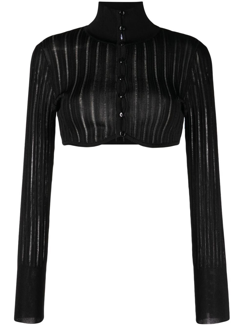 Alaïa Long Sleeved Knitted Cropped Cardigan In Black  