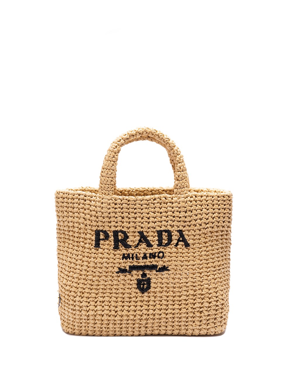 Prada Small Crochet Tote In Beige